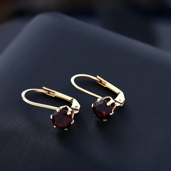 2.40CT Red Garnet Gold 925 Silver Earrings Anniversary Gift Mothers Day - Picture 2 of 3
